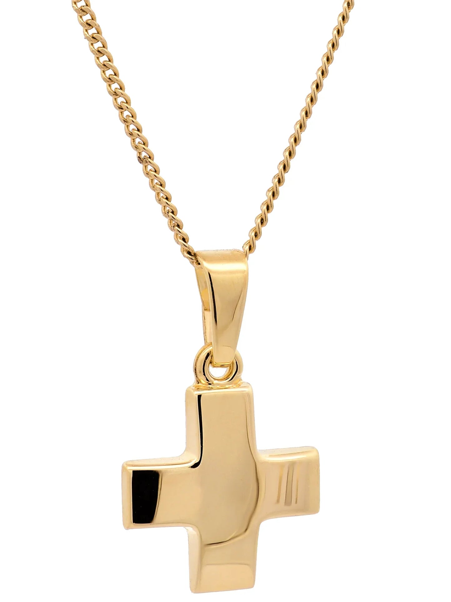 Gold Anhänger Kreuz mit Goldkette massiv 585 - 14 Karat Gold