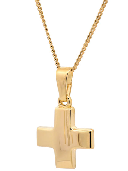 Gold Anhänger Kreuz mit Goldkette massiv 585 - 14 Karat Gold