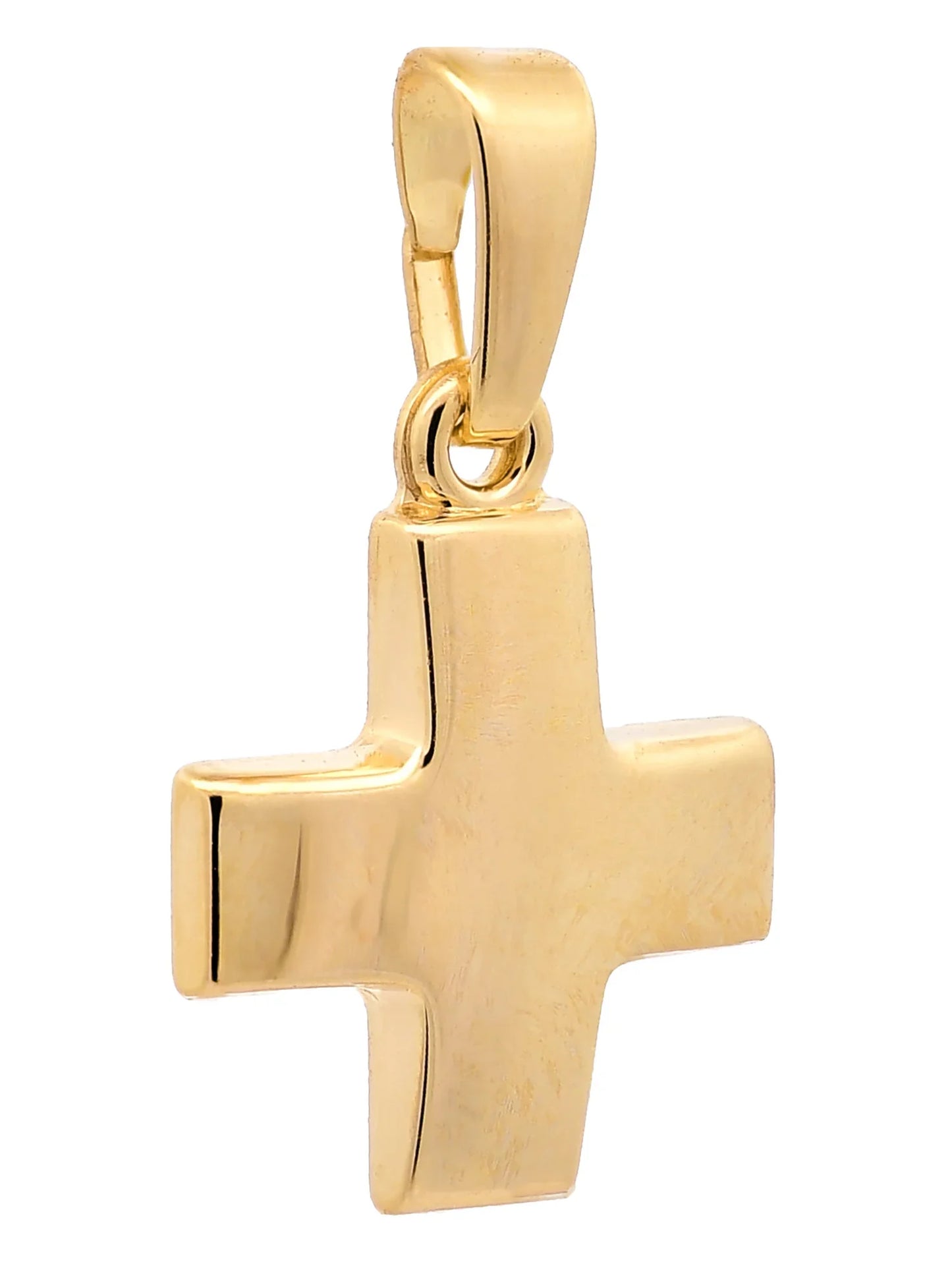 Gold Anhänger Kreuz mit Goldkette massiv 585 - 14 Karat Gold