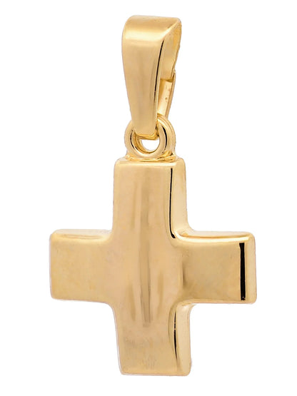 Gold Anhänger Kreuz mit Goldkette massiv 585 - 14 Karat Gold