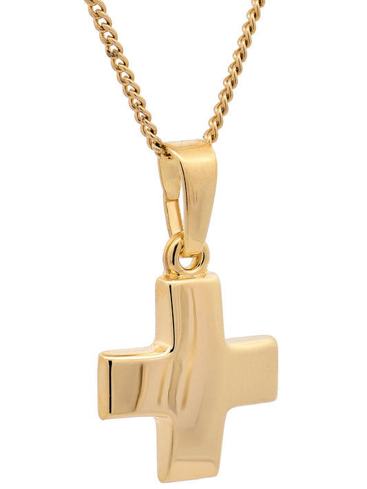 Anhänger Kreuz  585-14 Karat Gold mit vergoldeter Silberkette