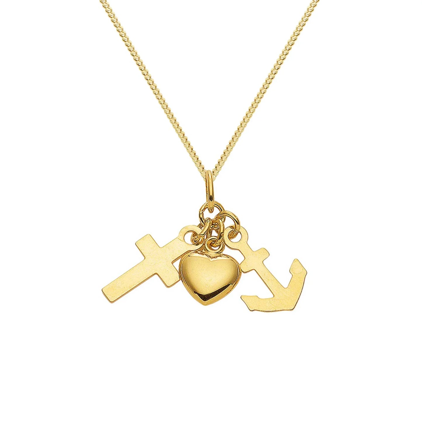 Gold Anhänger Glaube-Liebe-Hoffnung  mit Goldkette 333-8 Karat Gold