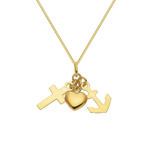 Gold Anhänger Glaube-Liebe-Hoffnung  mit Goldkette 333-8 Karat Gold