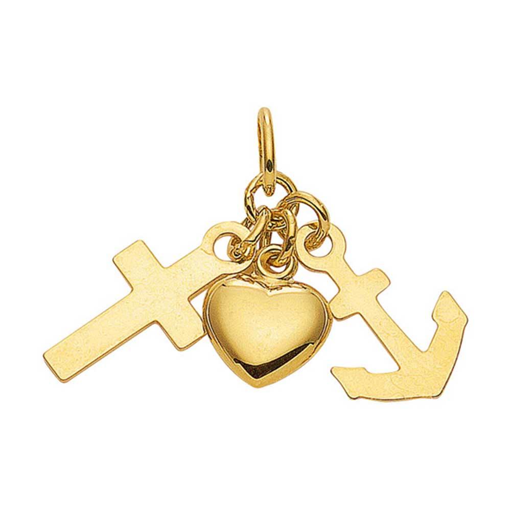 Gold Anhänger Glaube-Liebe-Hoffnung  mit Goldkette 333-8 Karat Gold