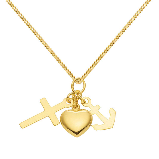 Gold Anhänger Glaube-Liebe-Hoffnung  mit Goldkette 333-8 Karat Gold