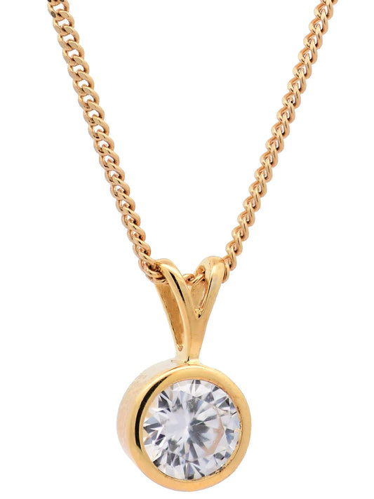 Anhänger Zarge Zirkonia  333-8 Karat Gold mit vergoldeter Silberkette