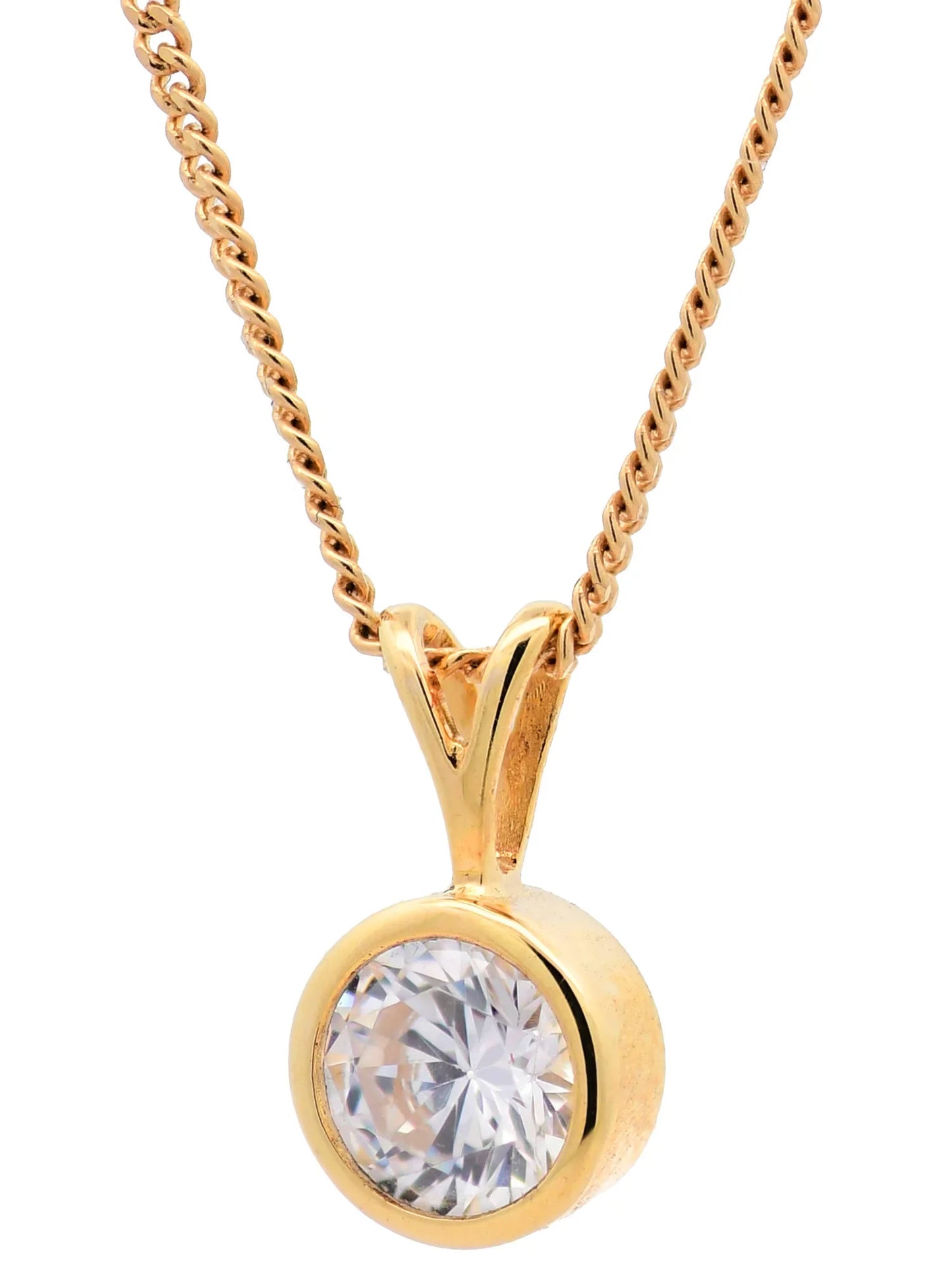 Anhänger Zarge Zirkonia  333-8 Karat Gold mit vergoldeter Silberkette