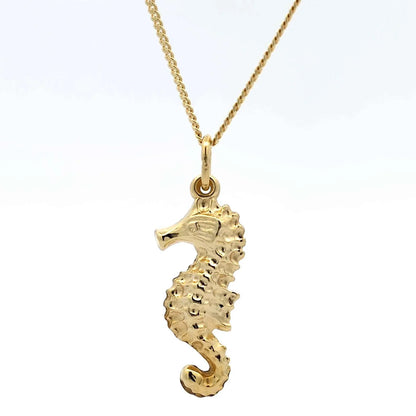 Gold Anhänger Seepferdchen  mit Goldkette massiv 333 - 8 Karat Gold