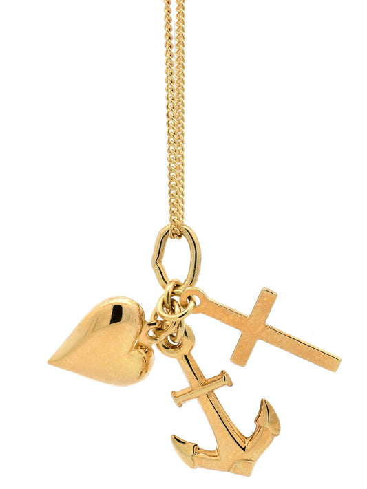 Gold Anhänger Glaube-Liebe-Hoffnung mit Goldkette 585-14 Karat Gold
