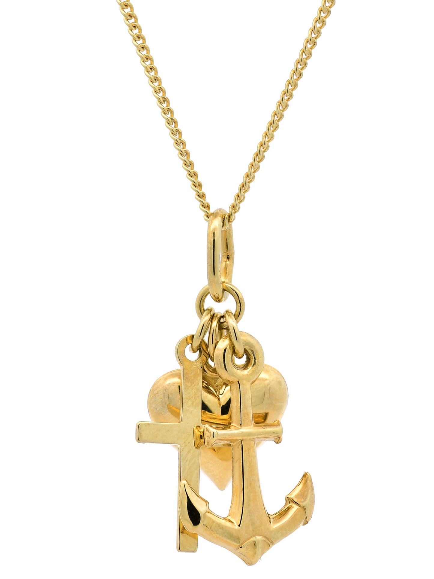 Gold Anhänger Glaube-Liebe-Hoffnung mit Goldkette 585-14 Karat Gold