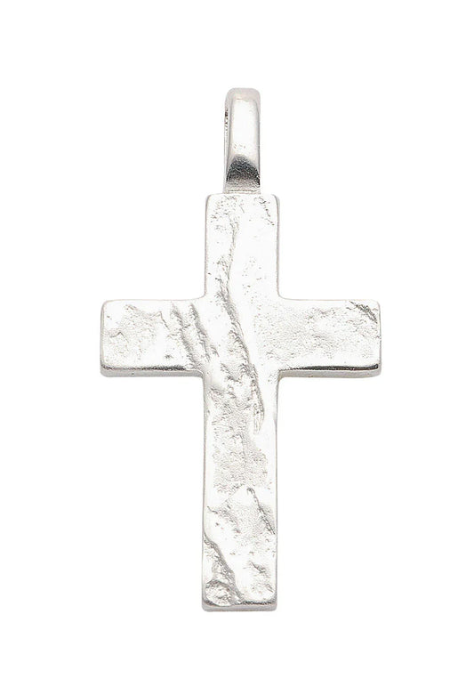 Anhänger Kreuz Kettenanhänger aus Silber gehämmert - massiv 925 Sterlingsilber