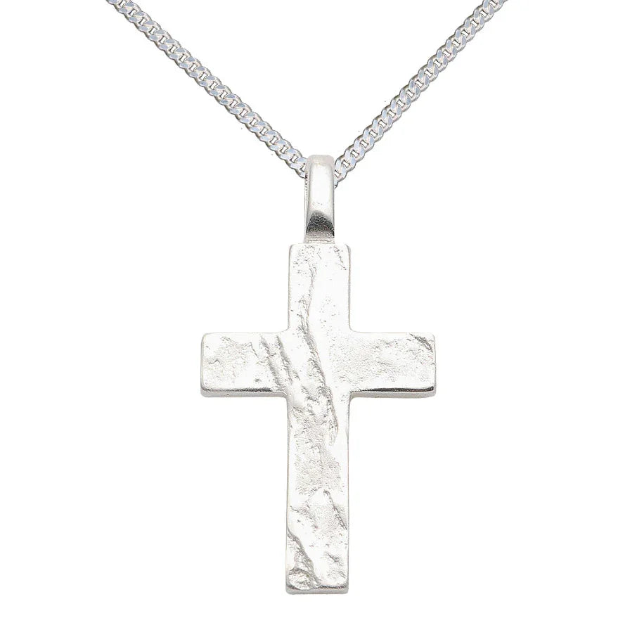 Anhänger Kreuz Kettenanhänger aus Silber gehämmert - massiv 925 Sterlingsilber