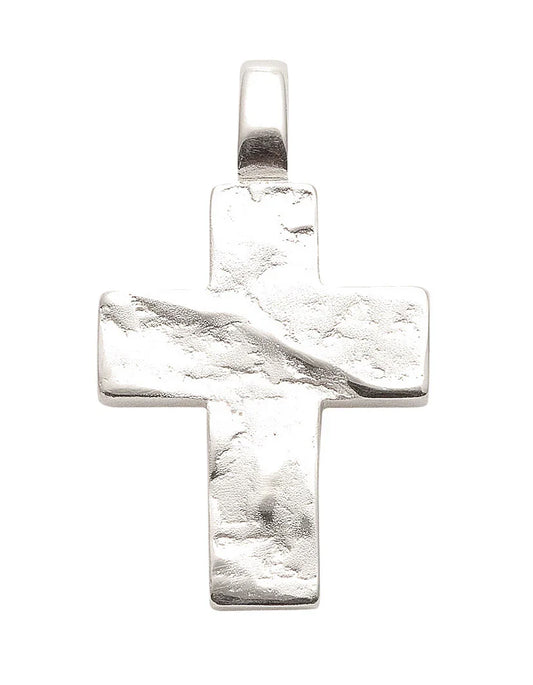 Anhänger Kreuz Kettenanhänger aus Silber gehämmert - massiv 925 Sterlingsilber