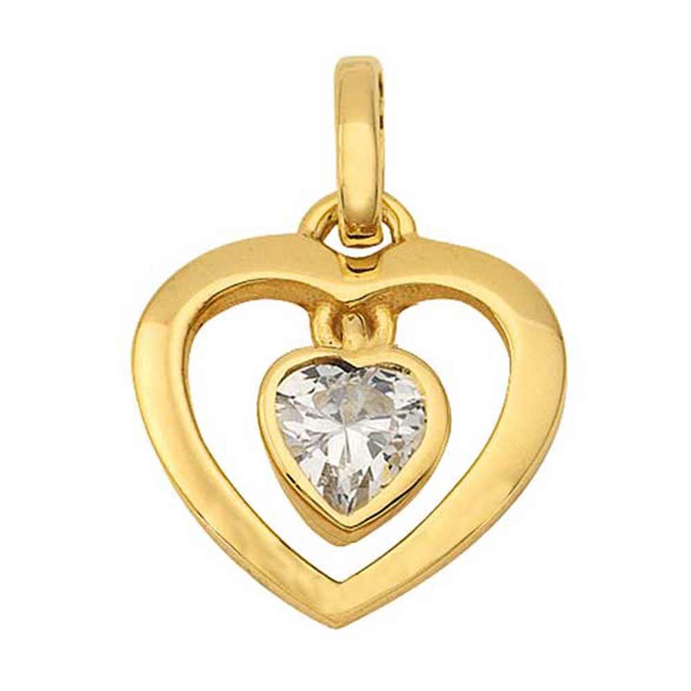Gold Anhänger Herz Zirkonia mit Goldkette massiv 333 - 8 Karat Gold