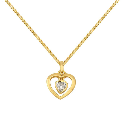 Gold Anhänger Herz Zirkonia mit Goldkette massiv 333 - 8 Karat Gold