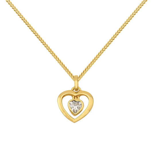 Gold Anhänger Herz Zirkonia mit Goldkette massiv 333 - 8 Karat Gold