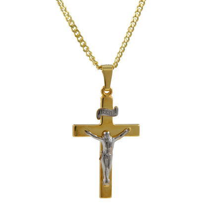 Anhänger Kreuz 585 14 Karat Gold mit massiver Goldkette 2,6 mm