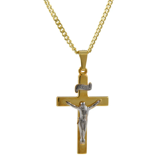 Anhänger Kreuz 585 14 Karat Gold mit massiver Goldkette 2,6 mm