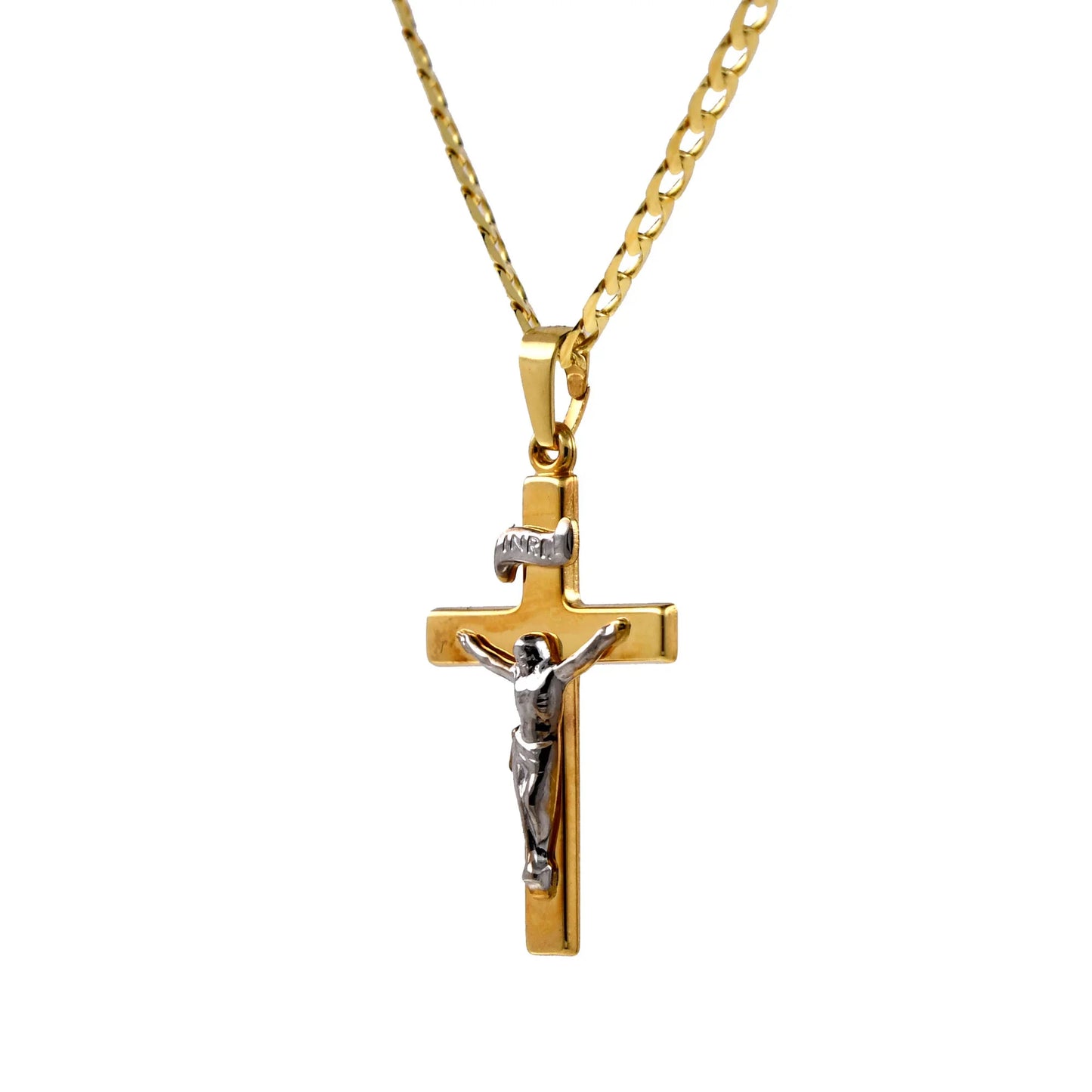 Anhänger Kreuz 585 14 Karat Gold mit massiver Goldkette 2,6 mm