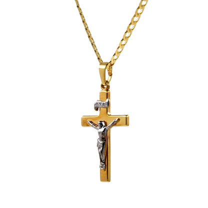 Anhänger Kreuz 585 14 Karat Gold mit massiver Goldkette 2,6 mm