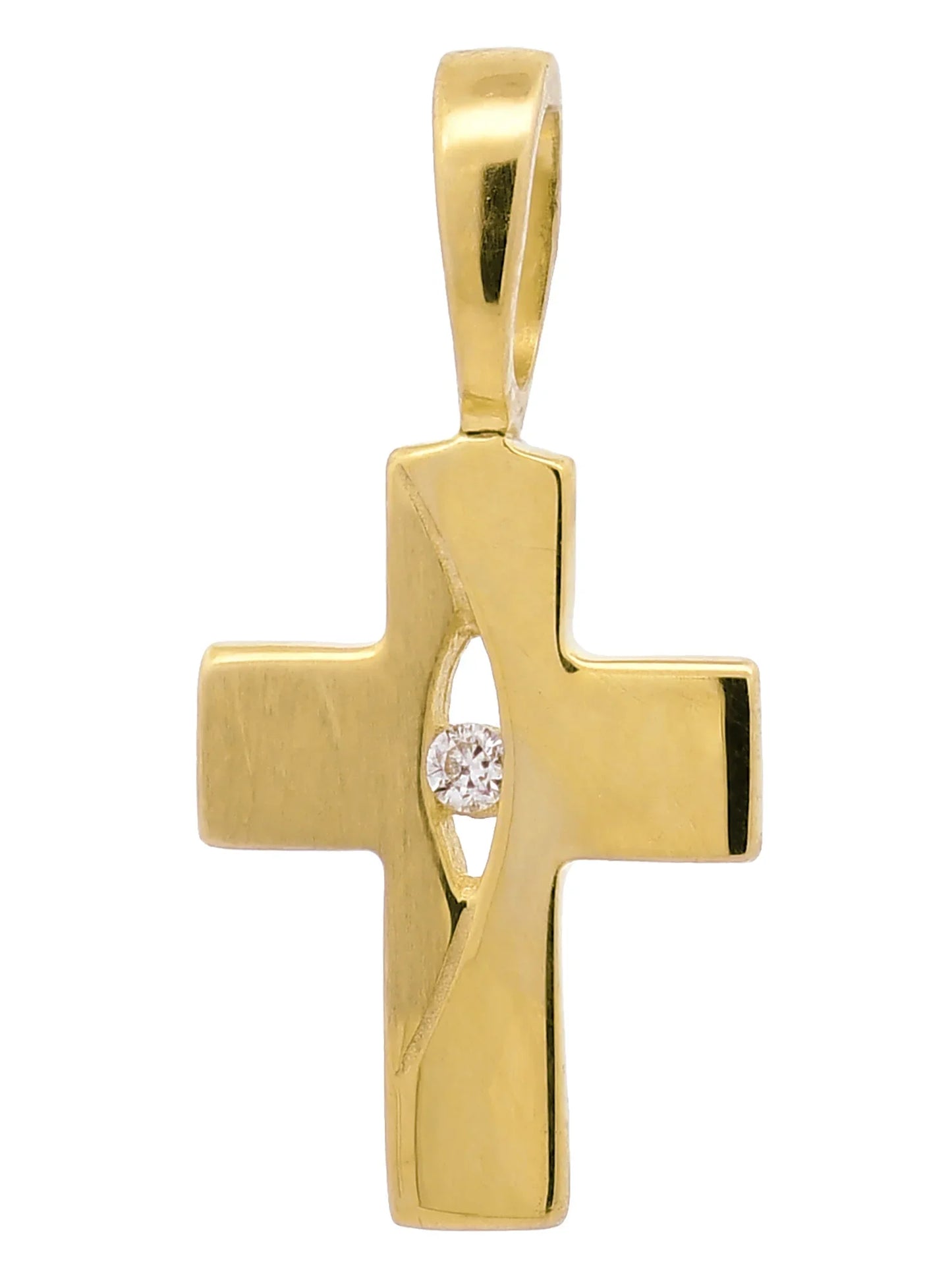 Kettenanhänger Gold Anhänger Kreuz Zirkonia massiv 333 - 8 Karat Gold