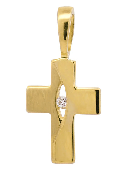 Kettenanhänger Gold Anhänger Kreuz Zirkonia massiv 333 - 8 Karat Gold