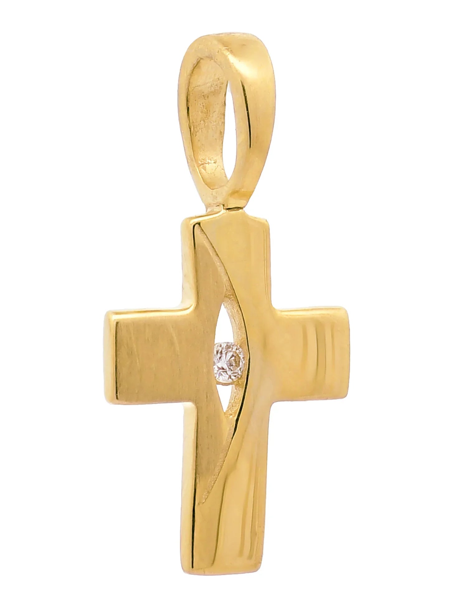 Gold Anhänger Kreuz Zirkonia mit Goldkette massiv 333 - 8 Karat Gold