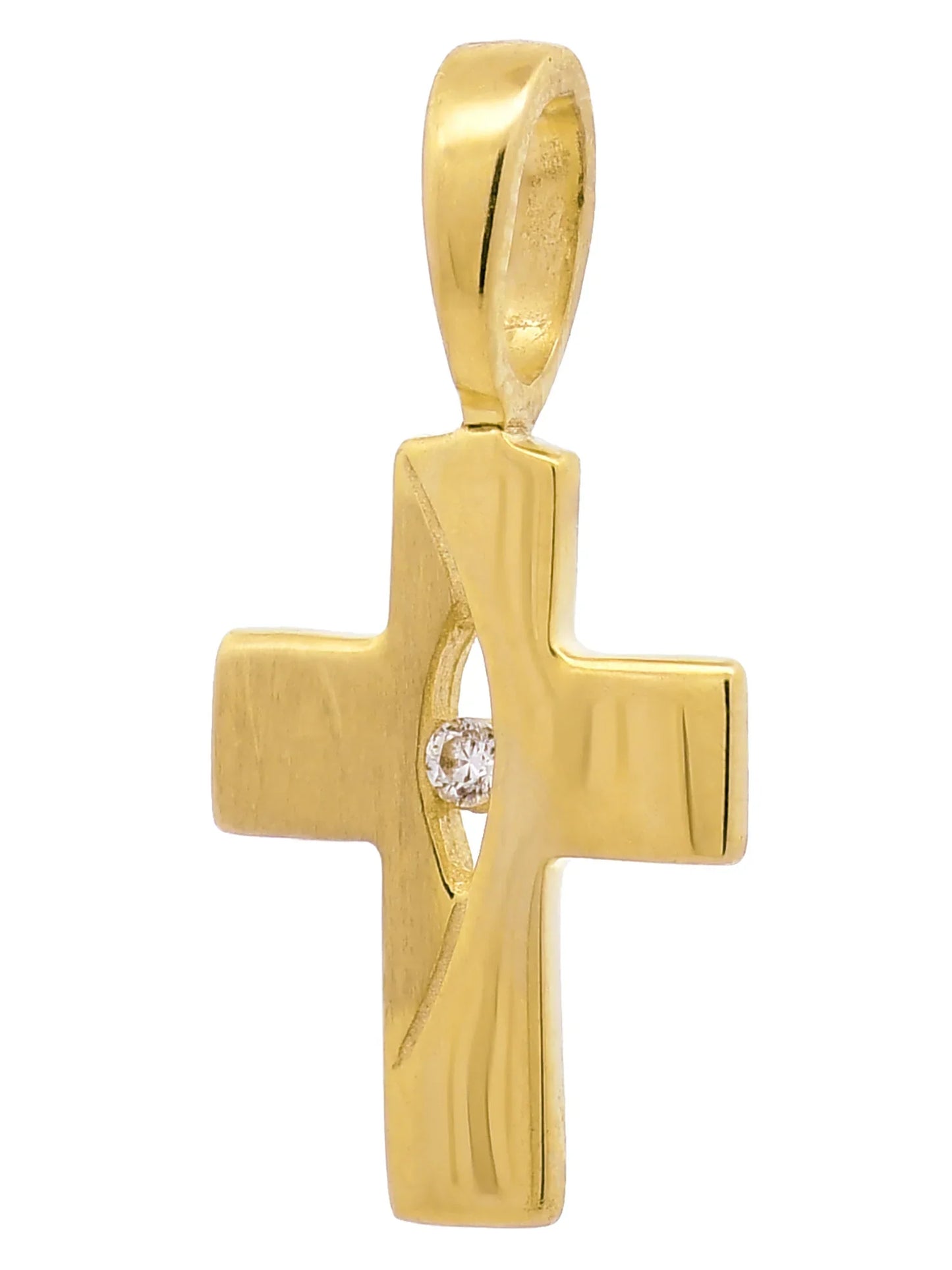 Gold Anhänger Kreuz Zirkonia mit Goldkette massiv 333 - 8 Karat Gold