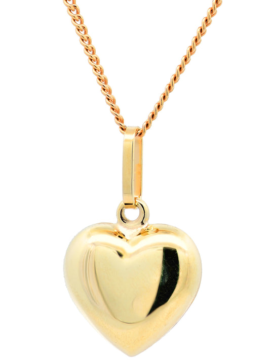 Anhänger Herz  585-14 Karat Gold mit vergoldeter Silberkette