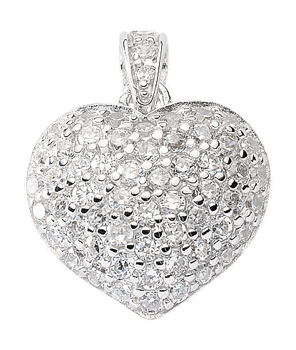 Anhänger Herz aus Silber mit Zirkonia aus massiv 925 Sterlingsilber rhodiniert
