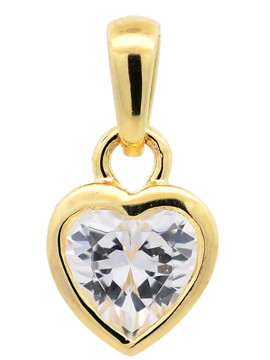 Anhänger Herz Zirkonia massiv 925 Sterlingsilber vergoldet