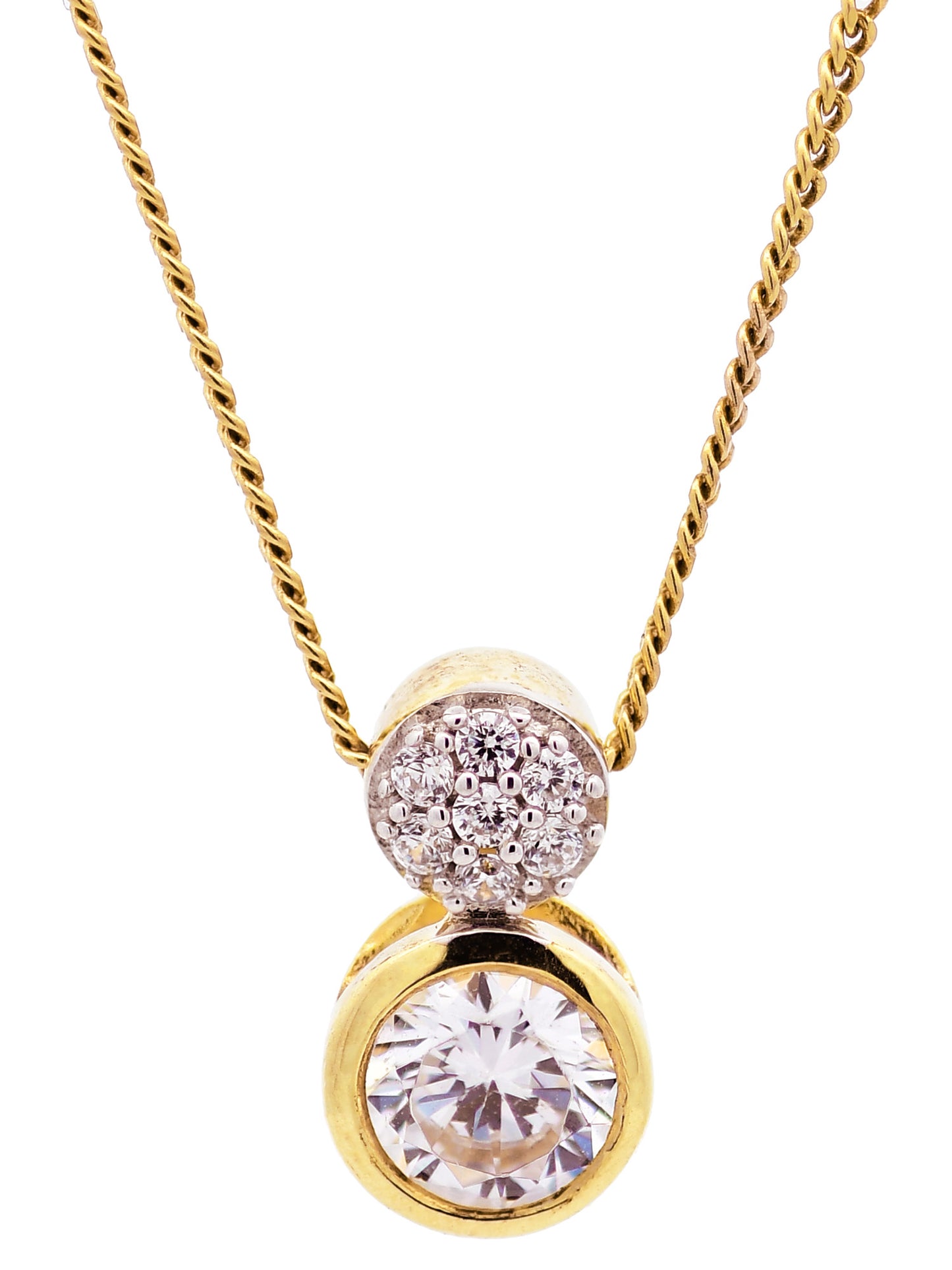 Gold Anhänger Zirkonia mit Goldkette massiv 333-8 Karat Gold