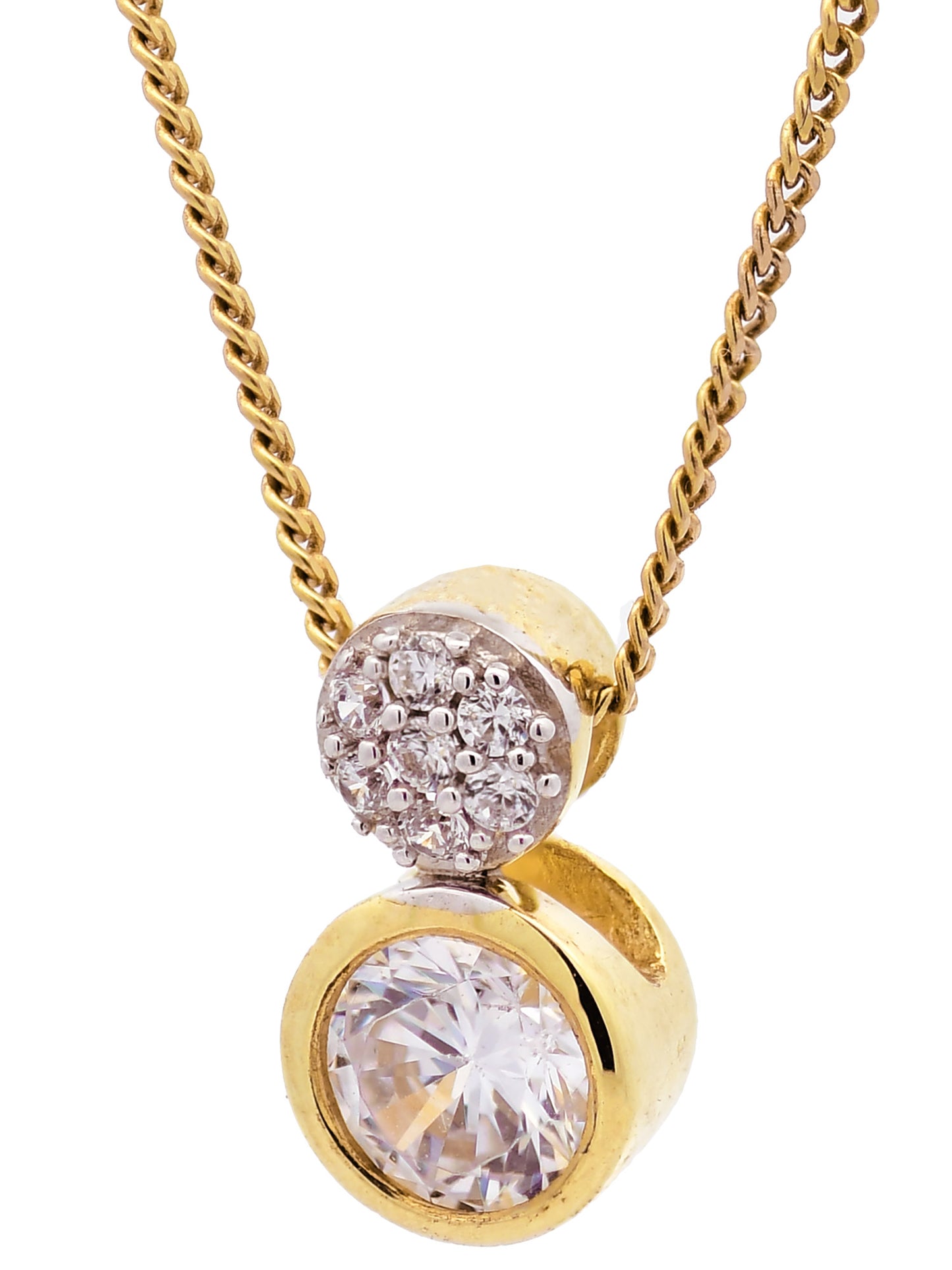 Gold Anhänger Zirkonia mit Goldkette massiv 333-8 Karat Gold