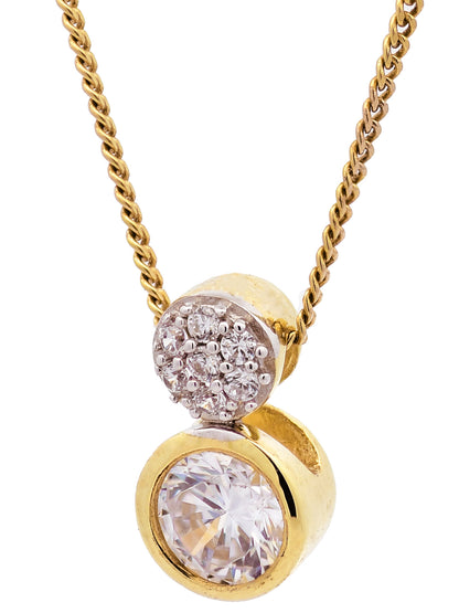 Gold Anhänger Zirkonia mit Goldkette massiv 333-8 Karat Gold