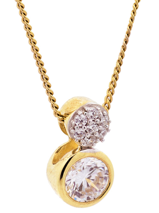 Anhänger Zirkonia  333 Gold rhodiniert mit vergoldeter Silberkette