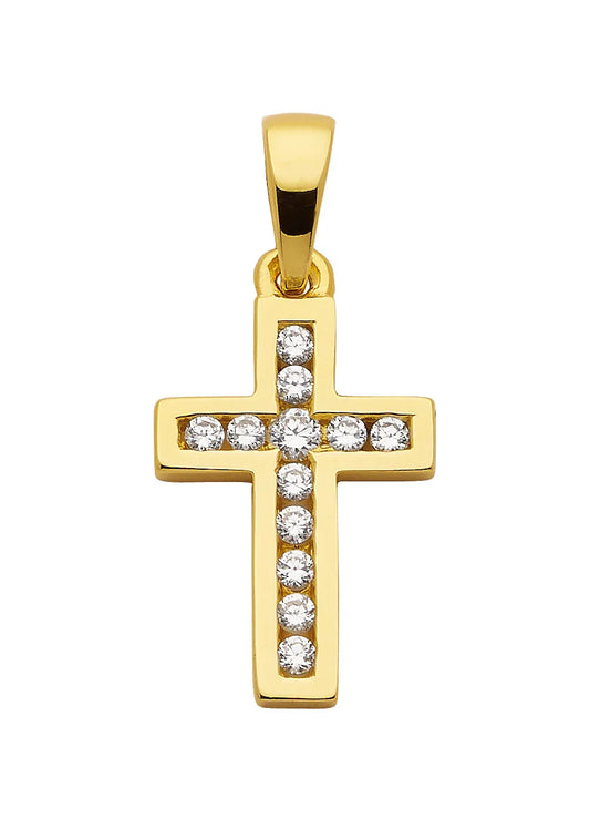 Anhänger Kreuz  925 Silber vergoldet mit Zirkonia