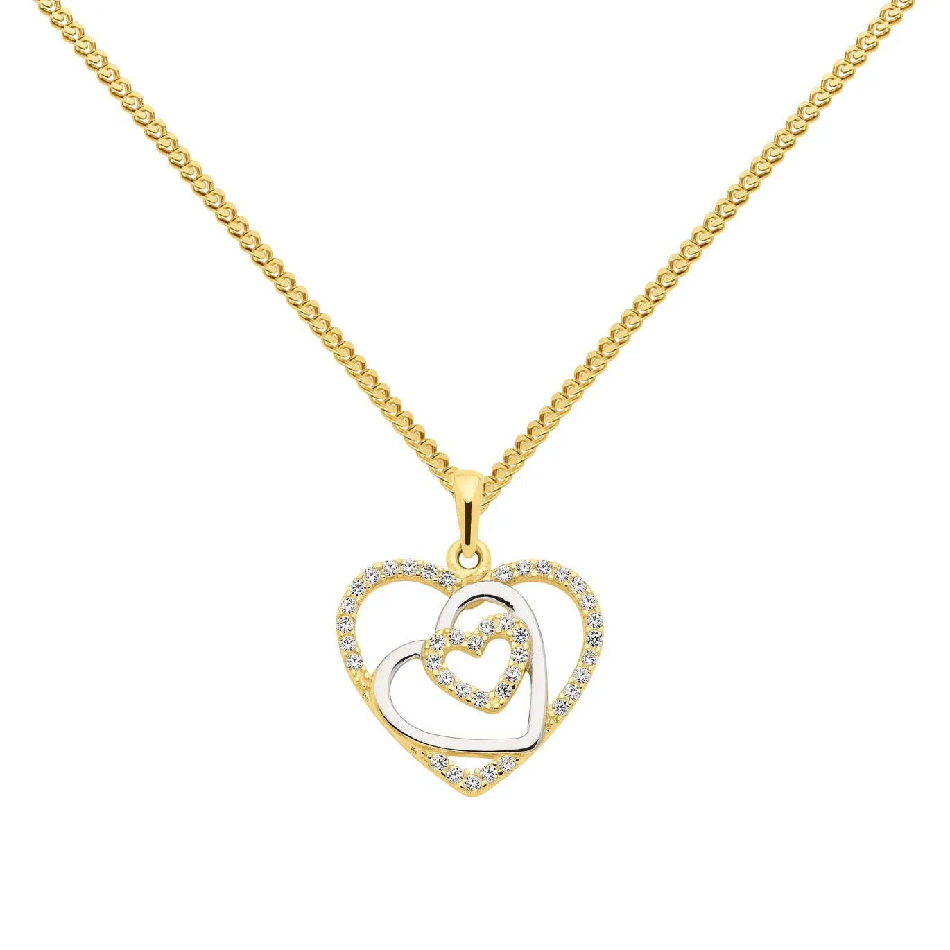 Anhänger Herz mit Zirkonia mit Kette 1,1 mm 333-8 Karat Gold