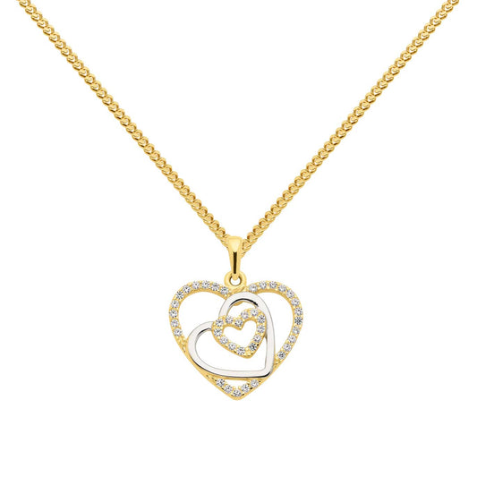 Anhänger Herz mit Zirkonia mit Kette 1,1 mm 333-8 Karat Gold