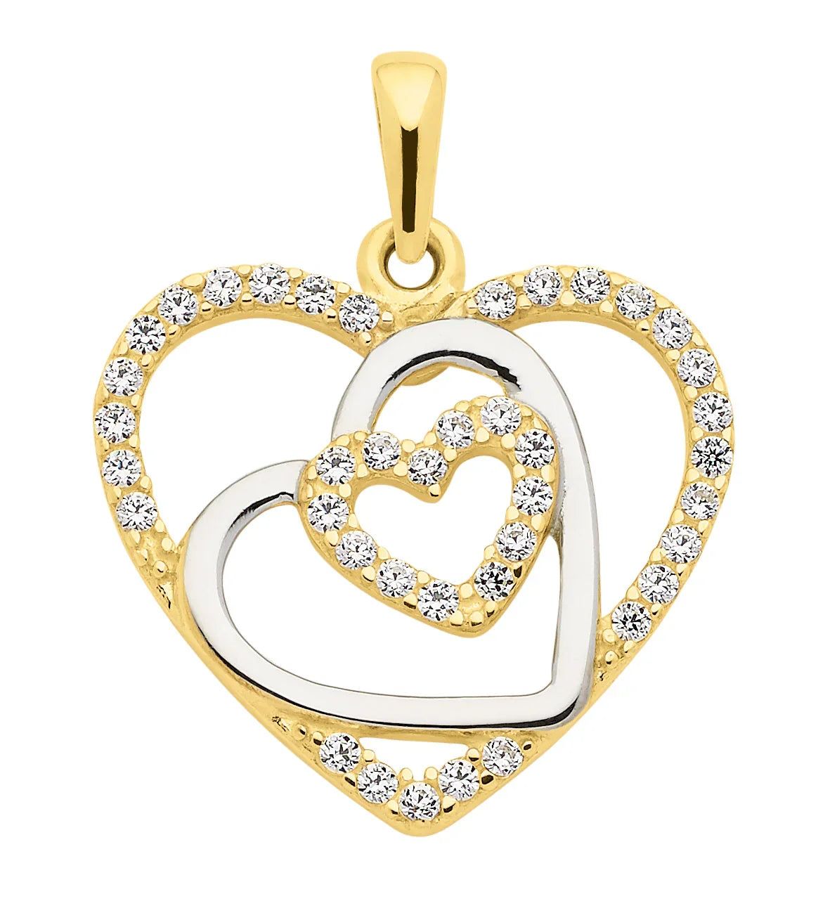 Anhänger Herz mit Zirkonia mit Kette 1,1 mm 333-8 Karat Gold