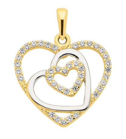 Anhänger Herz mit Zirkonia mit Kette 1,1 mm 333-8 Karat Gold