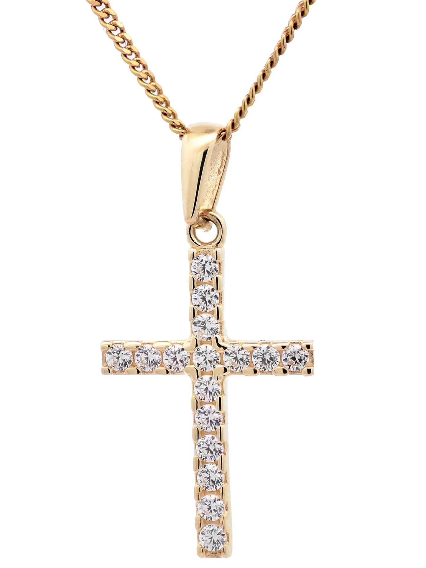 Gold Anhänger Kreuz Zirkonia mit Goldkette massiv 333 - 8 Karat Gold