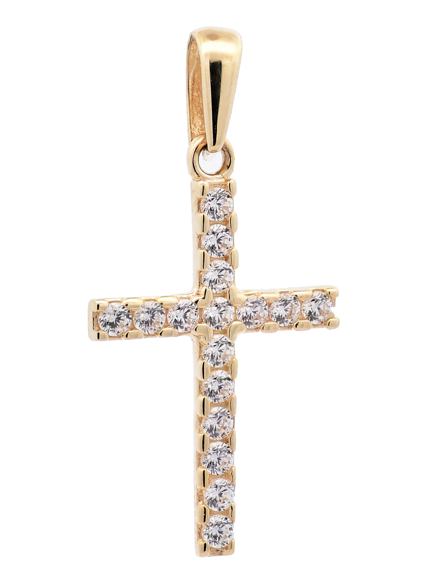 Anhänger Kreuz Zirkonia  333-8 Karat Gold mit vergoldeter Silberkette