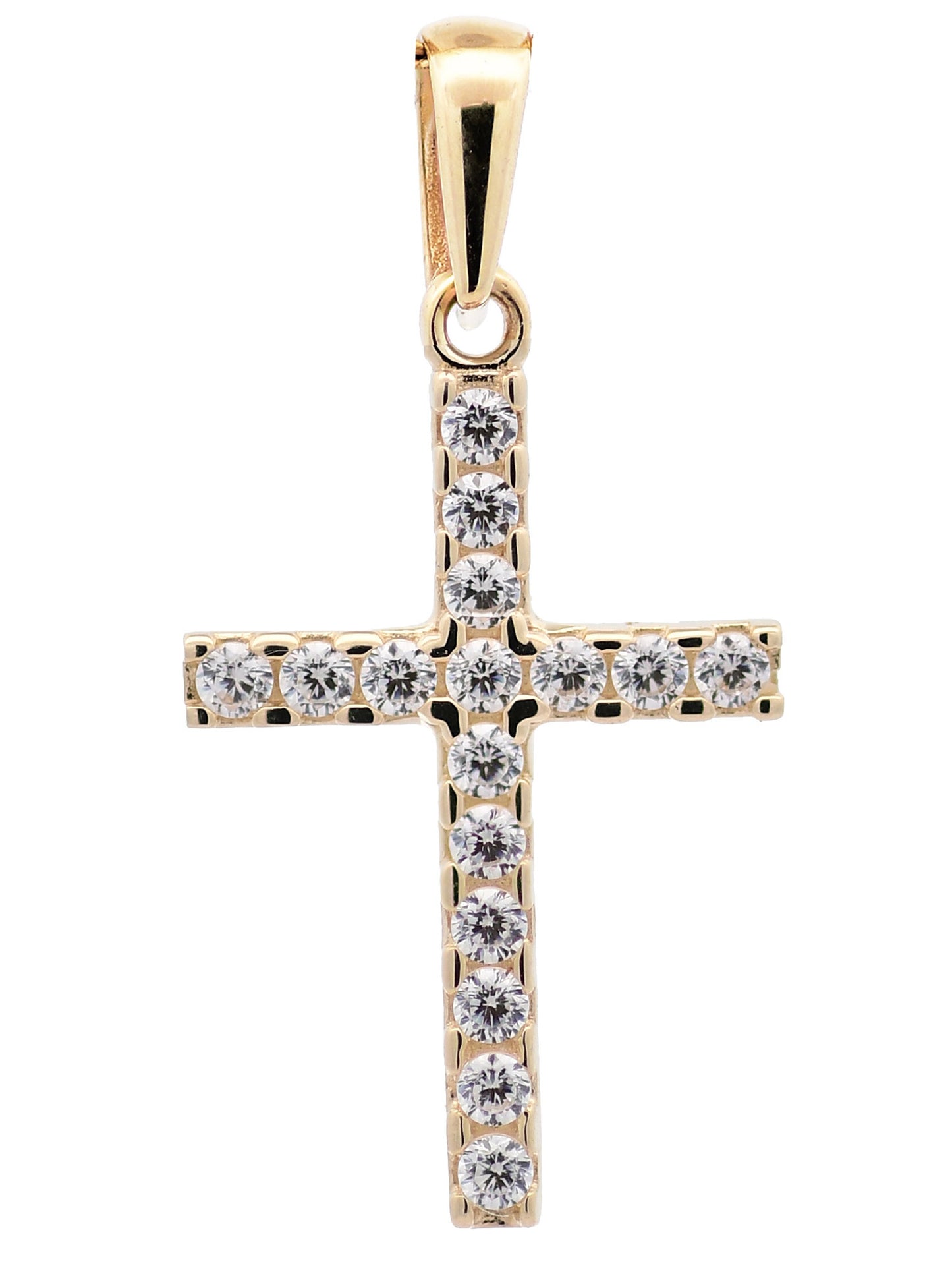 Anhänger Kreuz Zirkonia  333-8 Karat Gold mit vergoldeter Silberkette