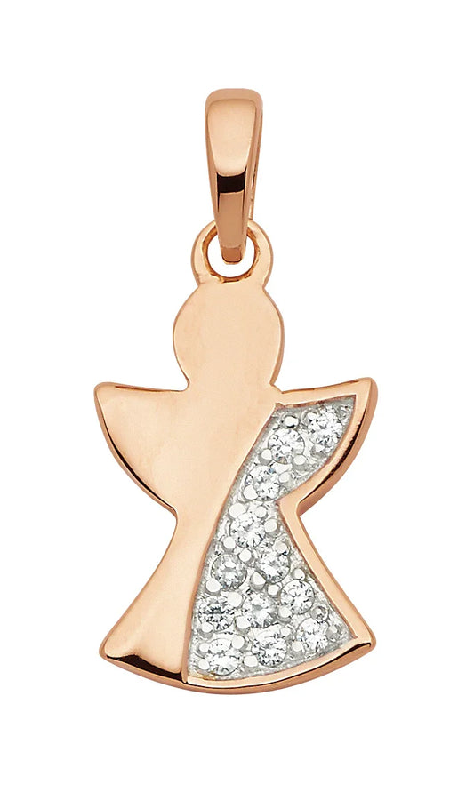 Anhänger Engel aus Silber mit Zirkonia vergoldet aus massiv 925 Sterlingsilber