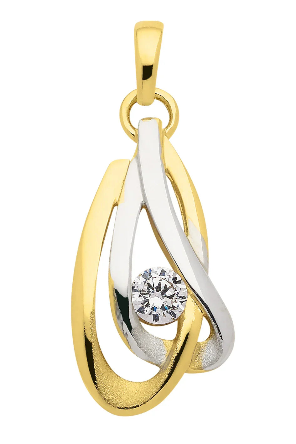 Anhänger aus Gold rhodiniert mit Zirkonia Steinen aus massiv 333 - 8 kt Gelbgold mit massiver Goldkette