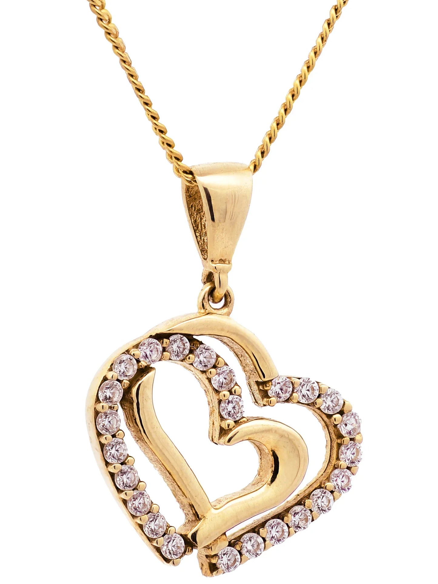 Gold Anhänger Herz Zirkonia mit Goldkette massiv 333 - 8 Karat Gold