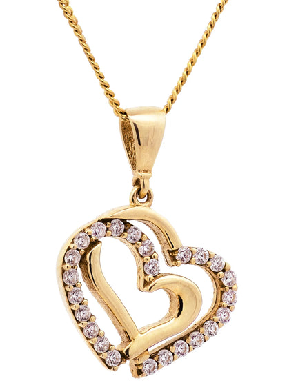 Gold Anhänger Herz Zirkonia mit Goldkette massiv 333 - 8 Karat Gold