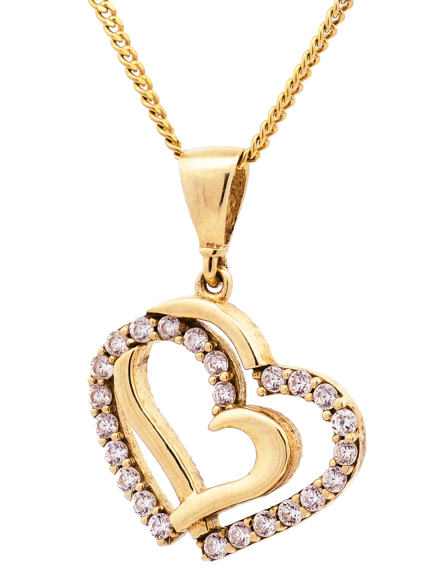Gold Anhänger Herz Zirkonia mit Goldkette massiv 333 - 8 Karat Gold