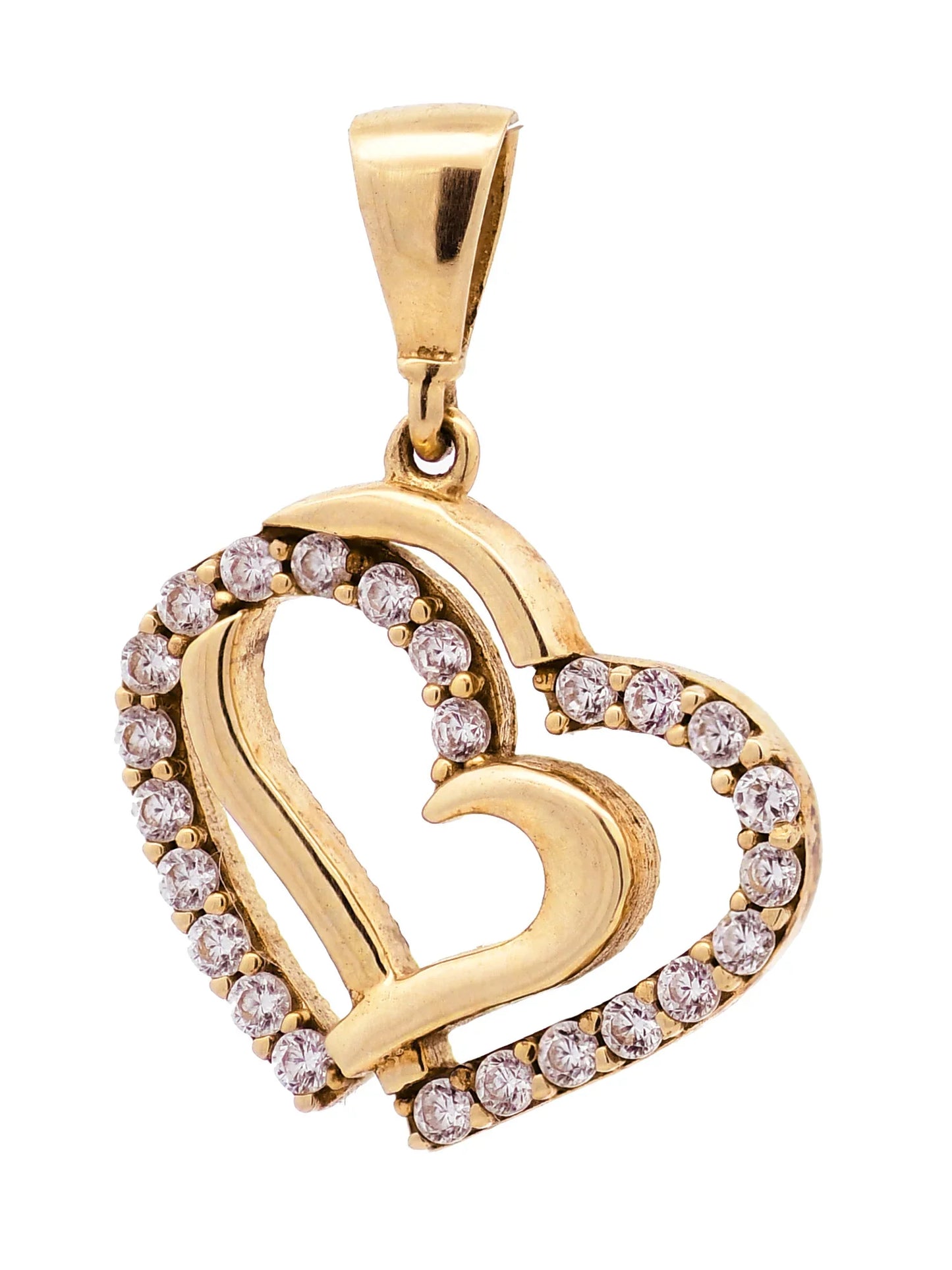 Gold Anhänger Herz Zirkonia mit Goldkette massiv 333 - 8 Karat Gold