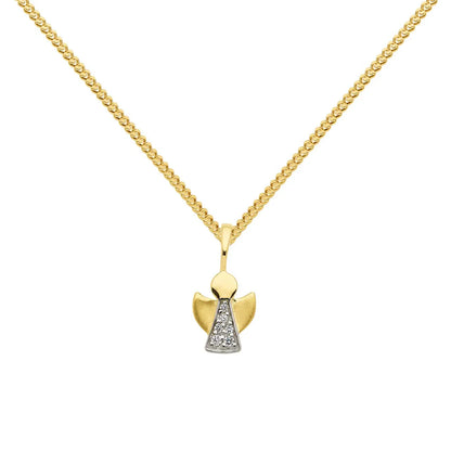 Anhänger Engel mit Zirkonia mit Kette 1,1 mm 333-8 Karat Gold